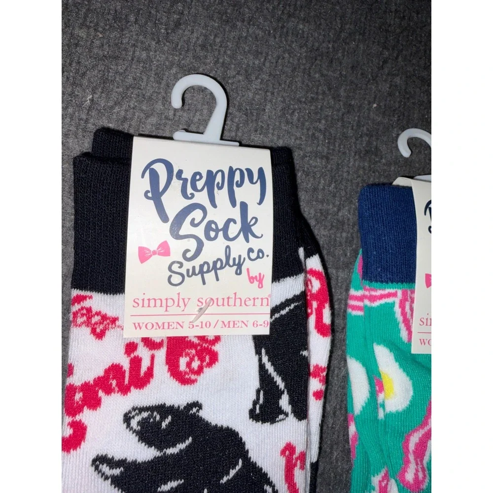 Simply Southern Preppy Sock Supply Co Mama Bear Bacon Eggs Crew Socks 2 Pair NEW